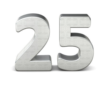 25 zahl silber 3d number silver struktur