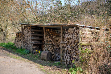 Log Store on the Knepp Castle Estate