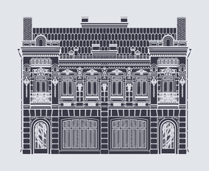 vector drawing two-storey old building in baroque style