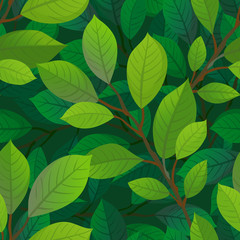Branches and leaves seamless pattern.