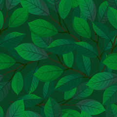 Fototapeta na wymiar Branches and leaves seamless pattern.