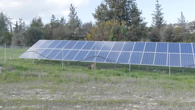Solar farm panels green energy concept