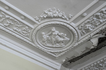 The old gypsum rosette on the celling.