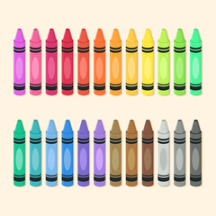 Crayons Set Colorful Back to School Supplies Vector Illustration.