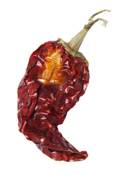 Dried red chili pepper. ¡Picante! Isolated.