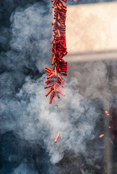 Exploding Chinese Firecrackers with Much Smoke