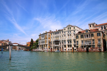 Fototapeta na wymiar Houses along Grand Canal in Venice, Italy.