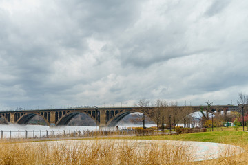 Washington DC, Key Bridge and reflection over Potomac River
