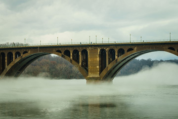 Obraz na płótnie Canvas Washington DC, Key Bridge and reflection over Potomac River