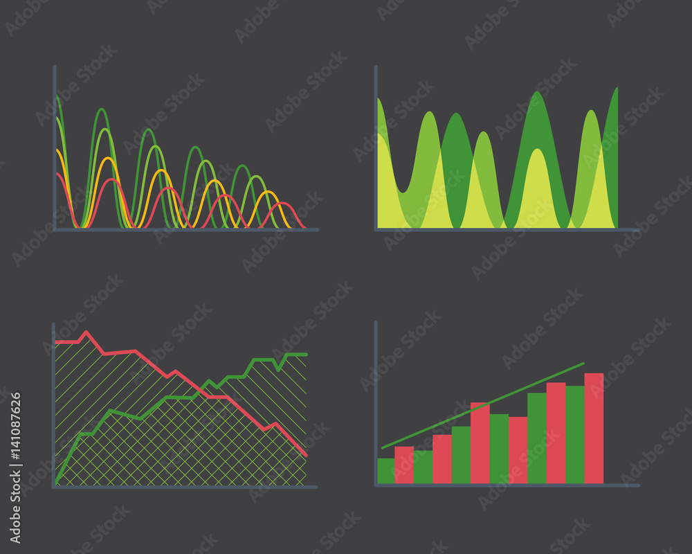 Poster business data graph analytics elements bar pie charts diagrams and flat icon infographics design iso