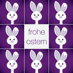 Bright Easter Bunny card in vector format. Words translate to 