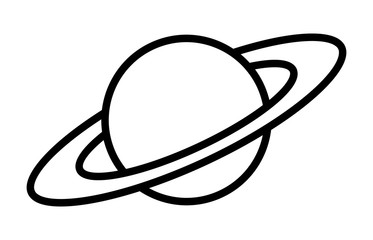 Planet Saturn with planetary ring system line art icon for astronomy apps and websites © martialred
