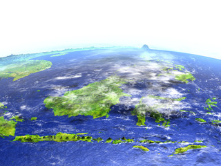 Fototapeta premium Malaysia on realistic model of Earth