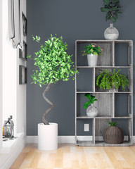 Modern bright interior . 3D rendering