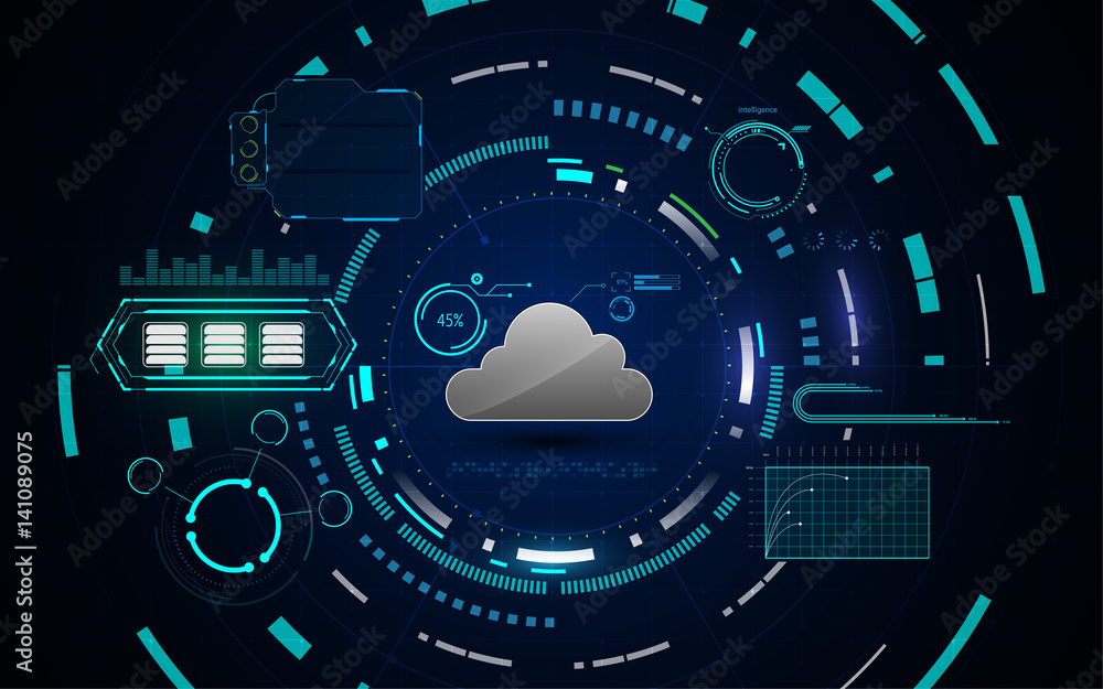 Aufkleber hud interface gui cloud network info concept background template