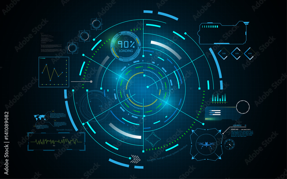 Poster hud interface gui futuristic technology networking concept template