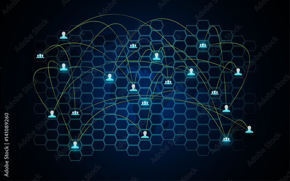 Poster communication technology global connection networking concept background