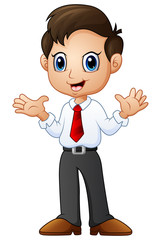 Businessman waving both hands 