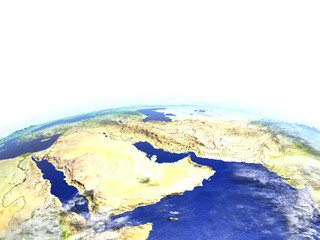 Arab Peninsula on realistic model of Earth