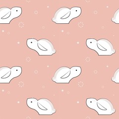 childish pattern with cute rabbits