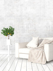 Modern bright interior . 3D rendering