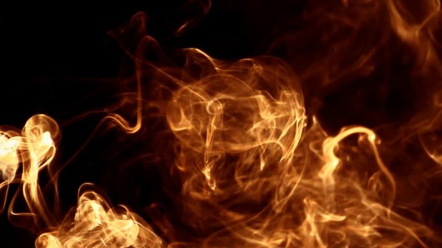 fire-colored smoke stream flows through the screen both violently and tranquilly