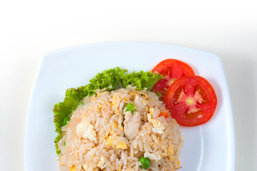 Thailand style traditional food: fried rice with chicken meat