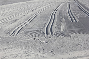 White traces of skiing on ski track 30332