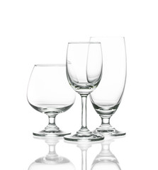 Empty crytal wineglasses,shot on white isolated.