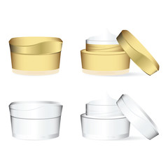 White and golden cosmetics containers