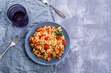 Small pasta with vegetables