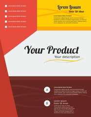Abstract Red and Yellow Shapes Layout with Some Wavy Stripes Vector Background for Product Cover
