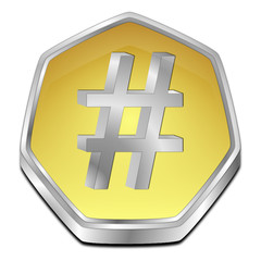 Hashtag Button - 3D illustration