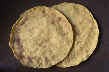 Traditional homemade corn tortillas