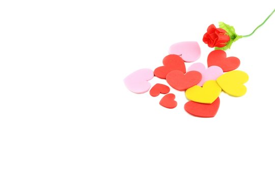 heart  with red rose  on white background  valentine day concept