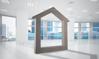 Fototapeta na wymiar Conceptual background image of concrete home sign in modern office interior