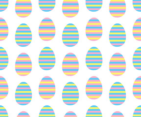 Seamless Pastel Striped Easter Eggs On White