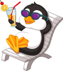 Obraz premium Penguin is getting sunbath