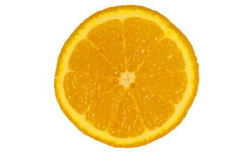 Slice of fresh orange isolated on white background