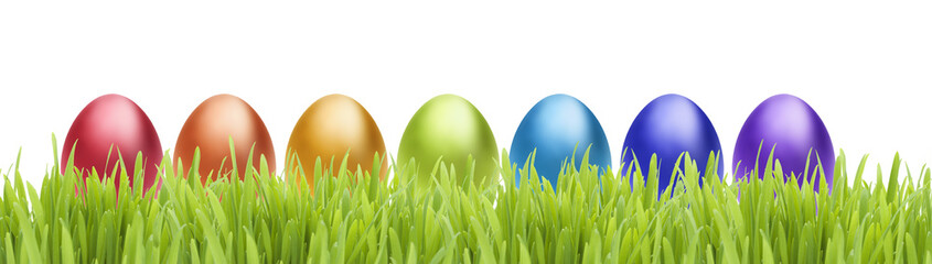 Bunte Ostereier im Gras