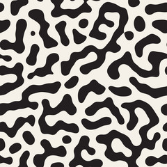 Vector Seamless Grunge Pattern. Black and White Organic Shapes. Messy Spots Texture.