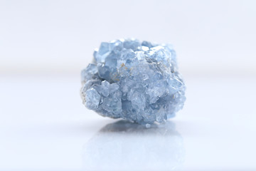 Gently blue structural stone Celestine   on a light background