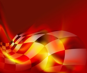 checkered flag background and red flames