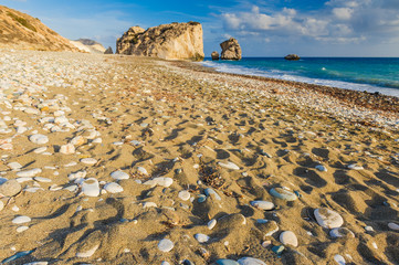 Aphrodite Beach on a sunny day. Paphos. Cyprus.