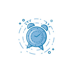 Vector illustration of flat bold line alarm clock icon.