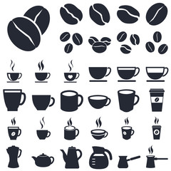 coffee icons set isolated on white background