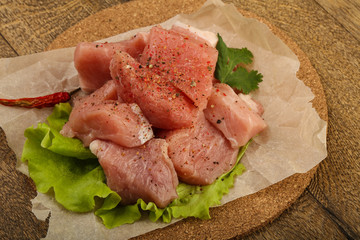 Raw pork pieces