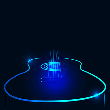 Acoustic guitar in neon