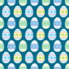 Seamless Argyle Easter Eggs on Blue