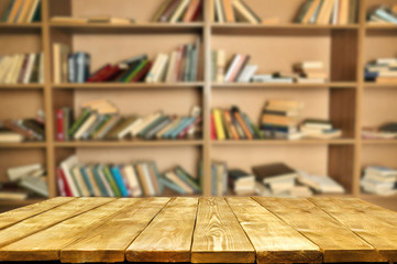 Wooden table in the library